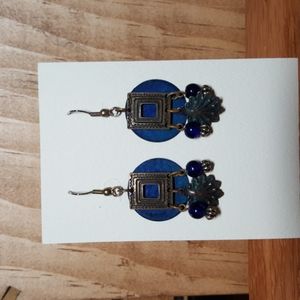 Blue Two Layer Earrings